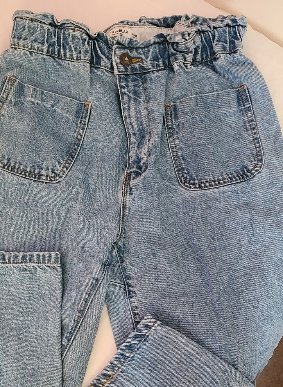 Pull&Bear Light Blue Relaxed Paperbag Waist Jeans